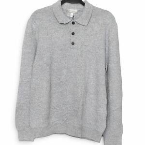 Banana Republic Light Gray Polo Cardigan Sweater